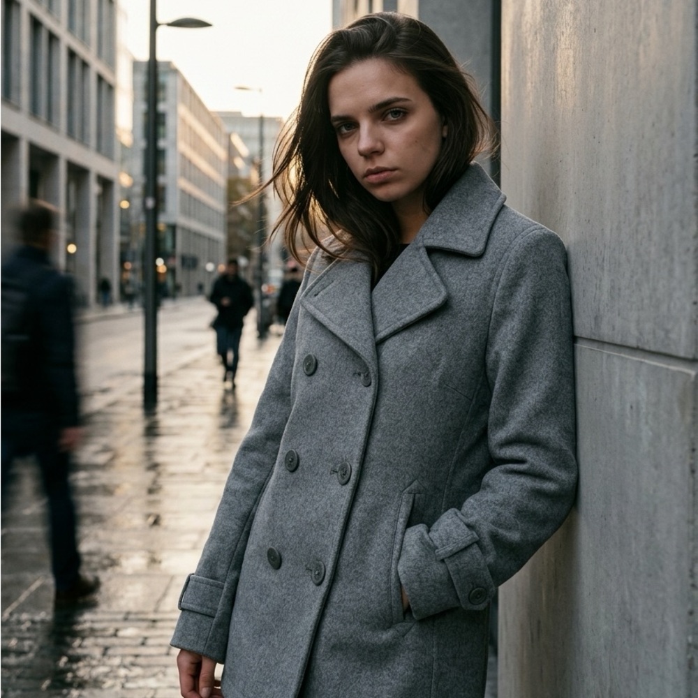 L.L. Bean Double-Breasted Pea Coat in Gray